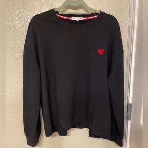C&C California Women’s Black Red heart sweatshirt valentines day casual size L